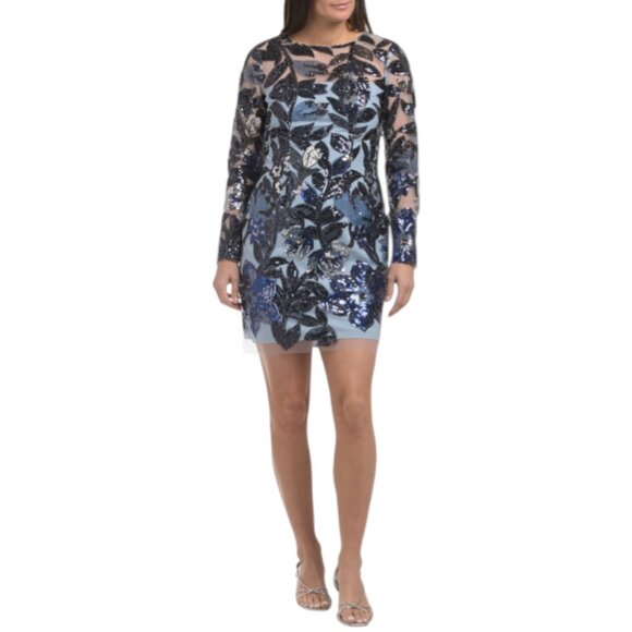 MARCHESA Botanical Sequin Mini Dress - www.sanvalentin.cl